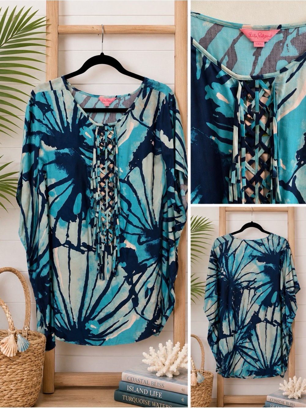 Lilly Pulitzer Lindamarie Caftan Get Inky Sparkling Blue XXS/XS- retail $198 NWT